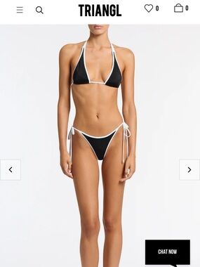 triangl swimwear Black & White Contrast Trim String Bikini, brand new, M/L